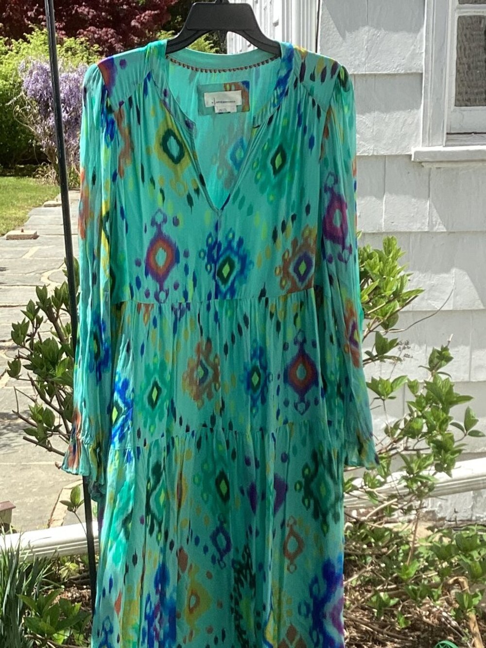 Gorgeous Teal Anthropologie "Serenade" Ikat Dress, in RARE SIZE LARGE!!